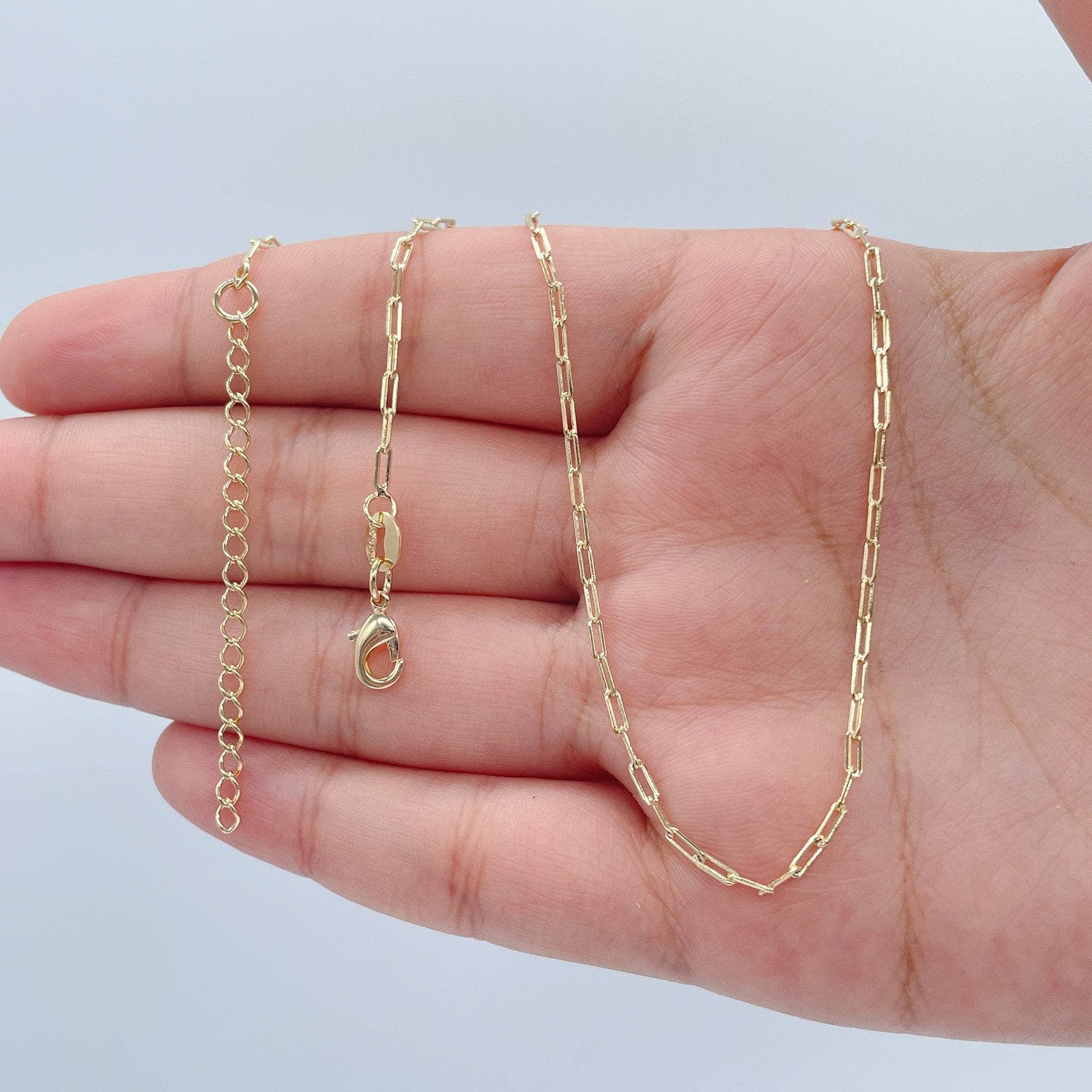 Milie - Wholesale Link & Chain Necklace - 18k GF 2mm Dainty Paper Clip Chain Necklace7