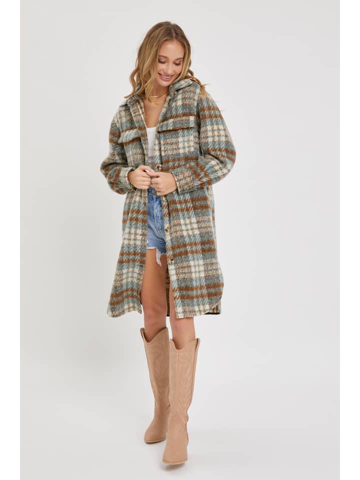 Sweet Lovely by Jen – wholesale Shirt Jacket/Shacket - Women’s – SW1571 PLAID COAT/SHACKET