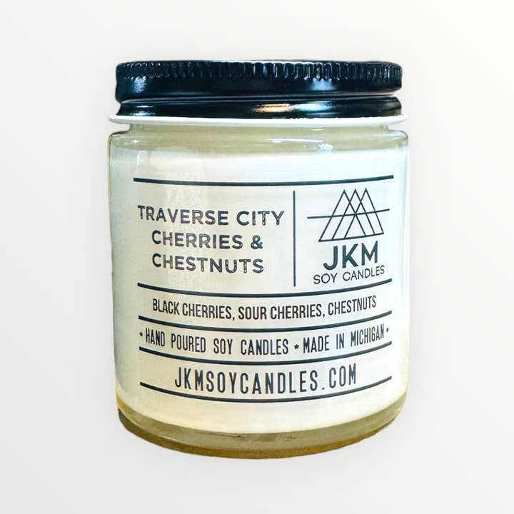 JKM Soy Candles - Wholesale Jar/Filled Candle - Traverse City Cherries & Chestnuts - Michigan Collection
