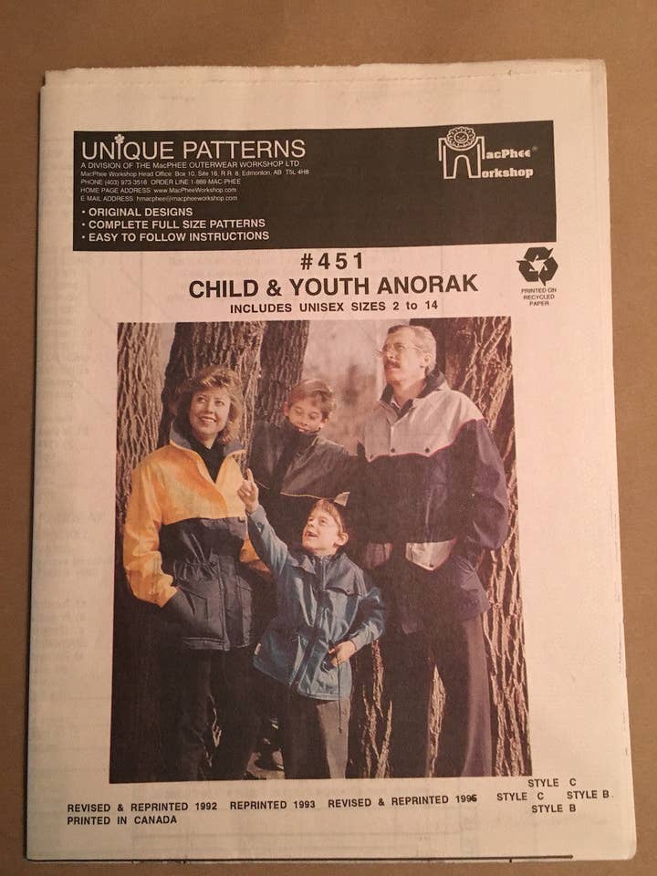 #451 ANORAK-Infantil y Juvenil para venta al por mayor de Macphee Workshop