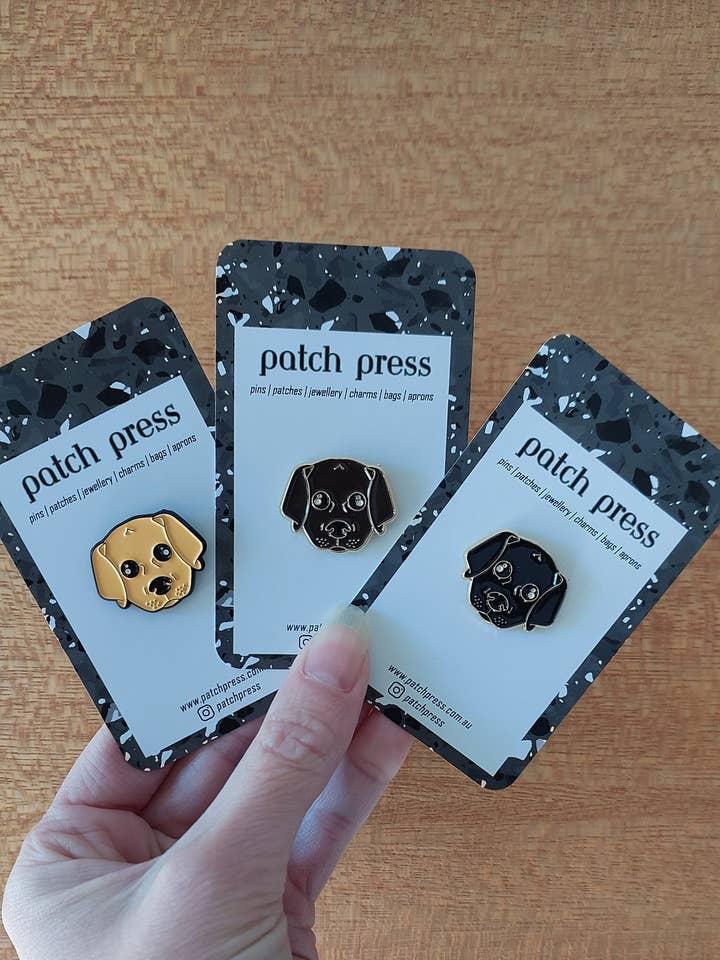 Labrador Retriever Puppy Dog Enamel Pin for wholesale by Patch Press