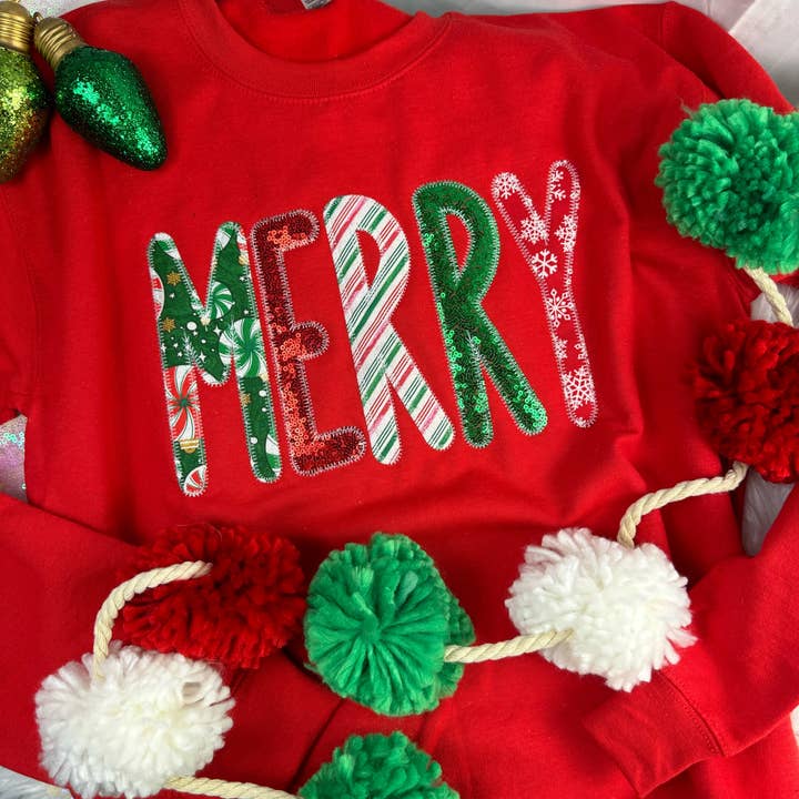 Shop Southern Belle - Wholesale Graphic Sweatshirt - Women's - Red Merry (Christmas) Sweatshirt