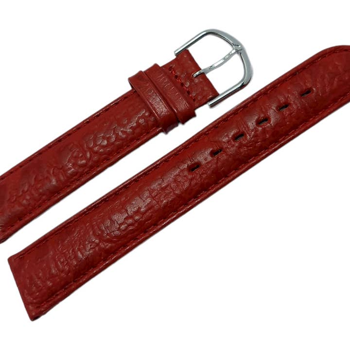 18 mm vermelho. Pulseira de relógio de couro de grão curvo F por atacado de BRACELETS MONTRE ACH