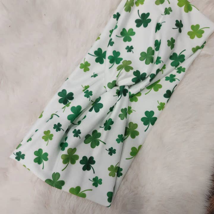 White With Little Green Shamrocks Headband for wholesale by Cash & Drix Wholesale
