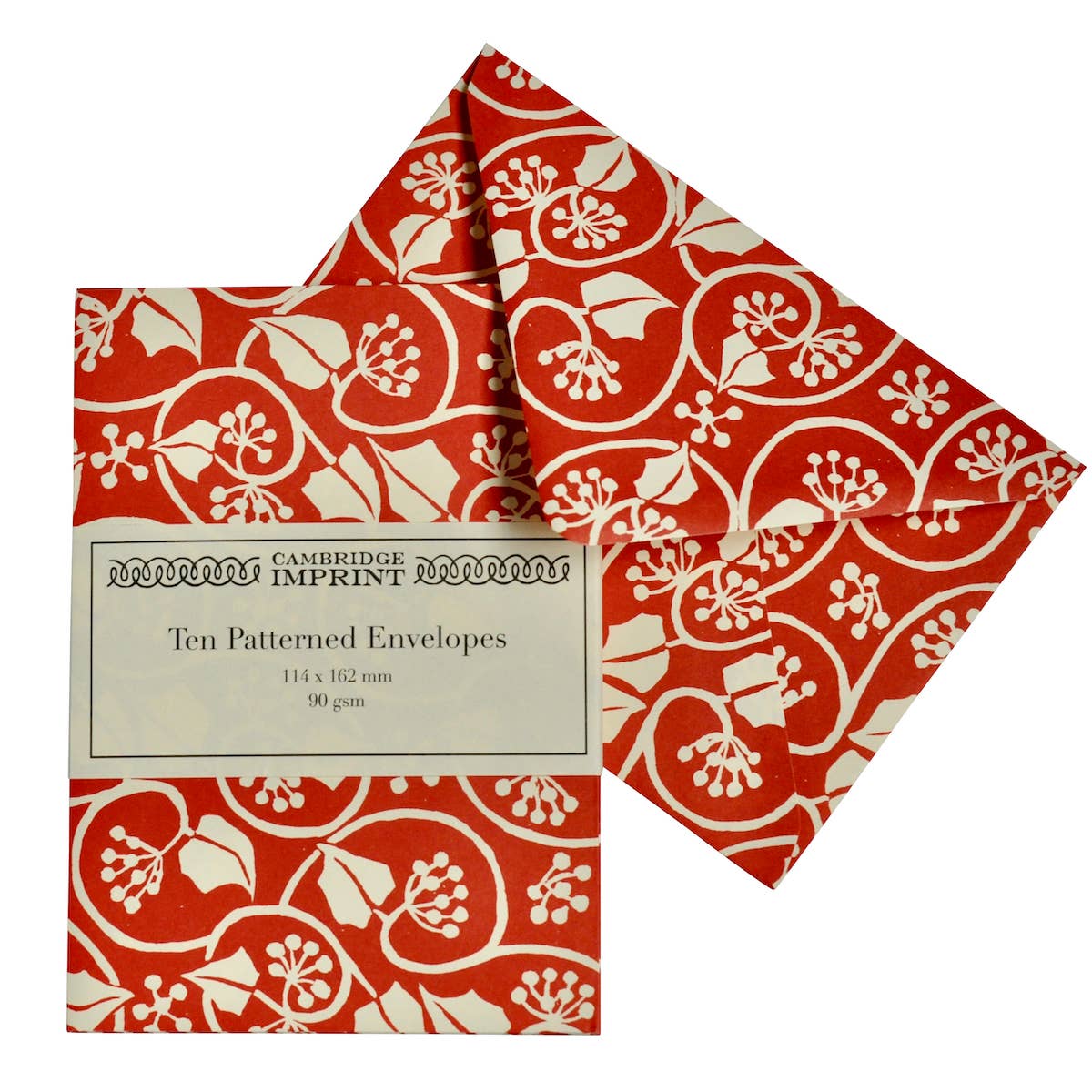 Cambridge Imprint - Vente Enveloppe - Paquet de dix enveloppes à motifs Petit lierre rayé rouge3