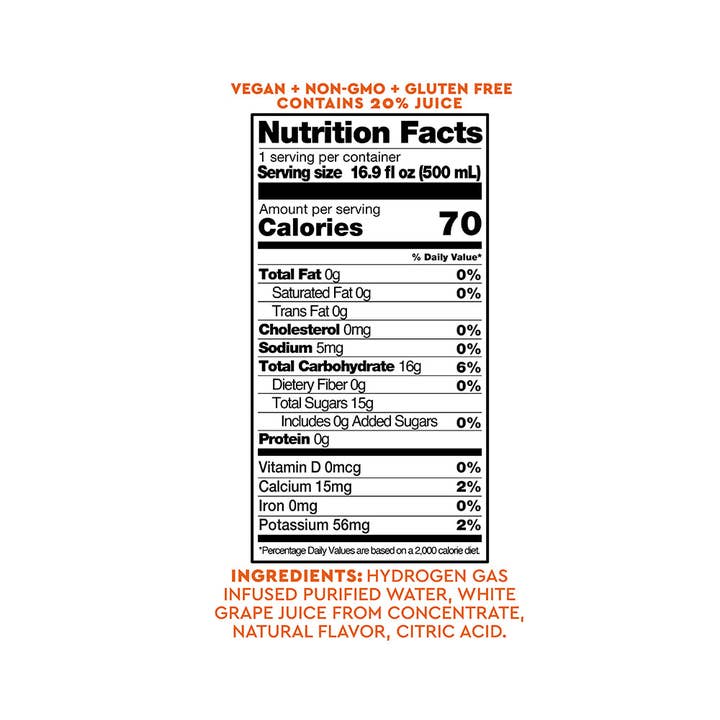 HTWO - Wholesale Sports/Energy Drink - HTWO HYDROGEN WATER BLOOD ORANGE-