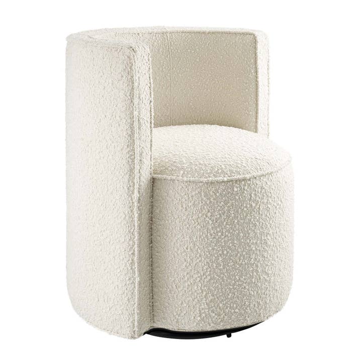 Ivory Della Boucle Fabric Swivel Chair for wholesale on Faire