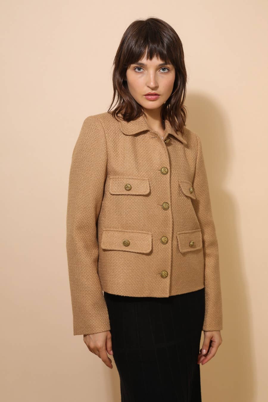 Attentif Paris - Wholesale Jacket - Women's - Straight cut plain tweed jacket10