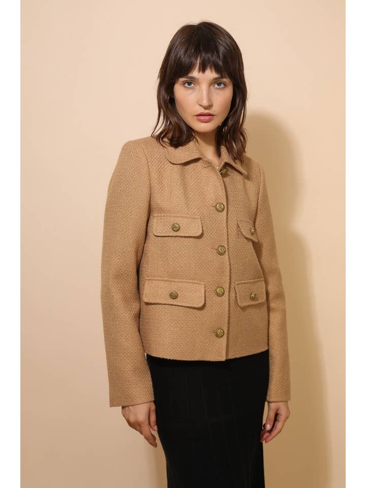 Attentif Paris - Wholesale Jacket - Women's - Straight cut plain tweed jacket10