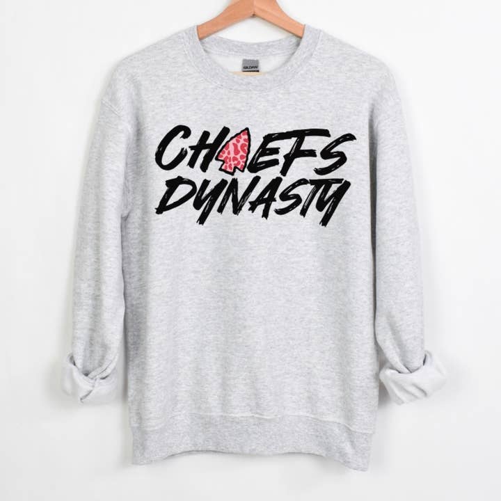 Chiefs Dynasty Leopard Arrowhead Sweatshirt for wholesale by Love and Light Tee Co