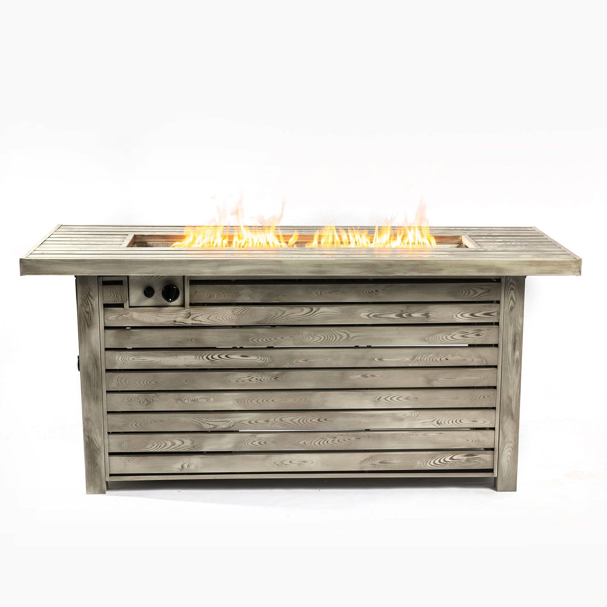 Orange County Decor - Wholesale Fire Pit - 54Inch Outdoor Fire Table Steel Fire Pit Table With Wood Grain Surface Light Beige Steel4