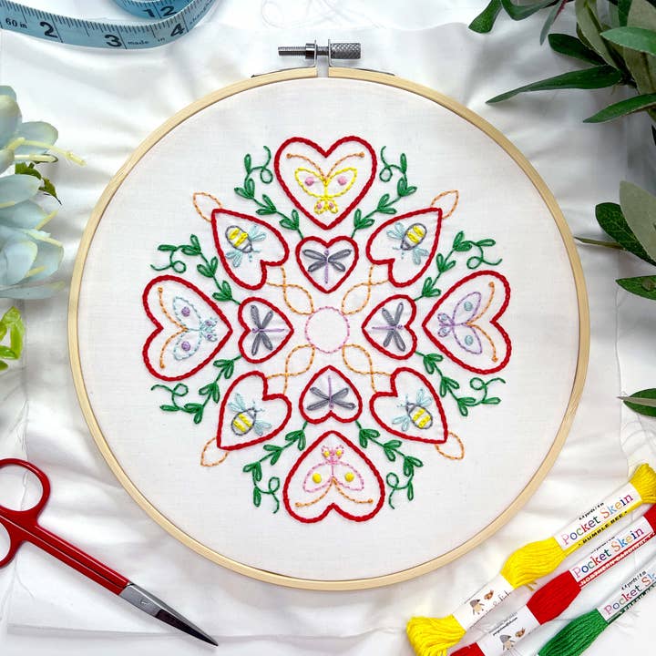 Heart Garden 8" embroidery kit for wholesale by Penguin & Fish