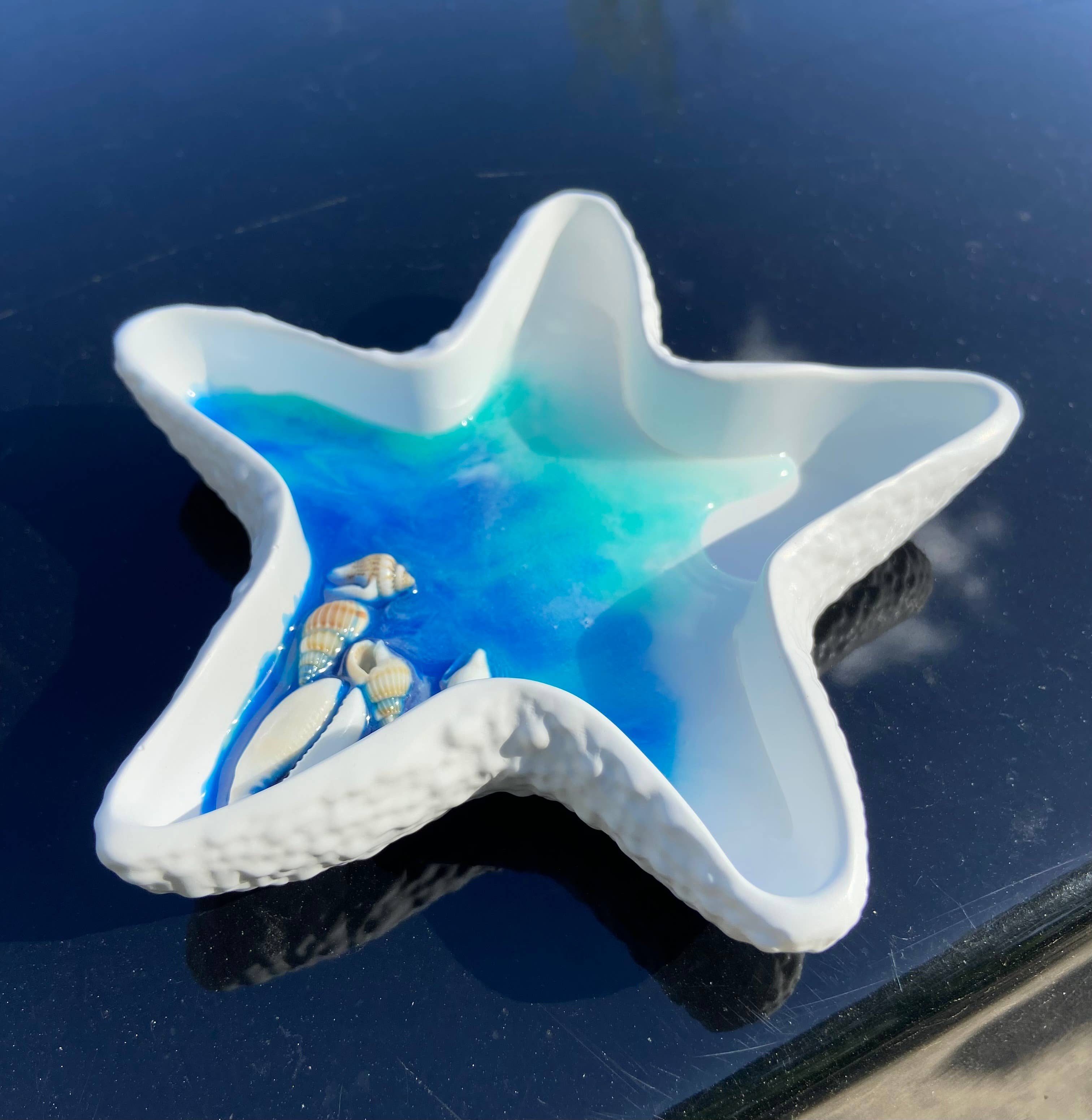 KraftzbyKenzie - Wholesale Jewelry Dish - Starfish Shaped Ocean/Beach Wave Jewelry Dish| Concrete Tray1