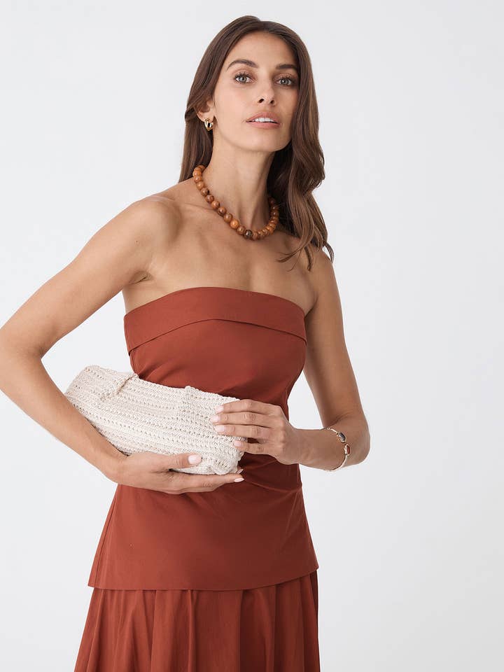 Forcast Women's Coral Raffia Clutch Bag for wholesale by Forcast