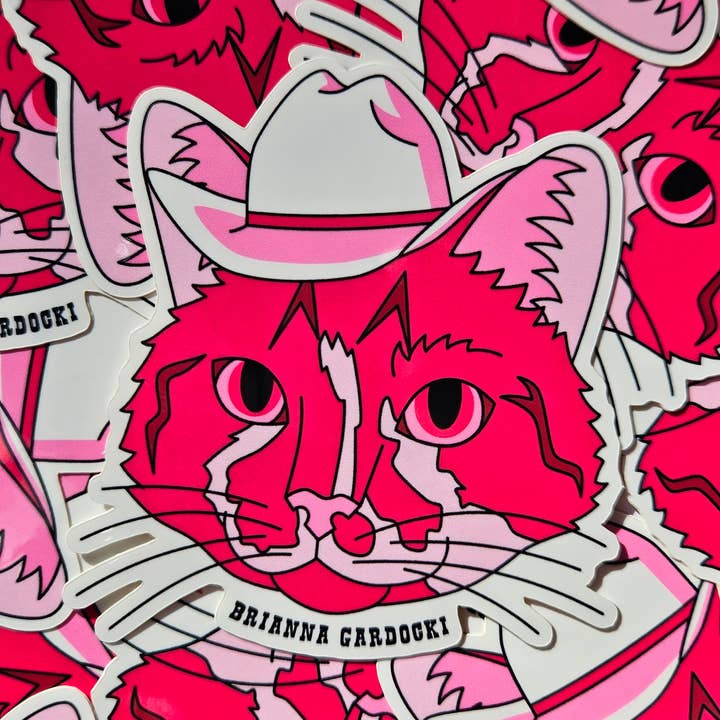 Cowboy Pheen Cat Sticker for wholesale by Brianna Gardocki Art