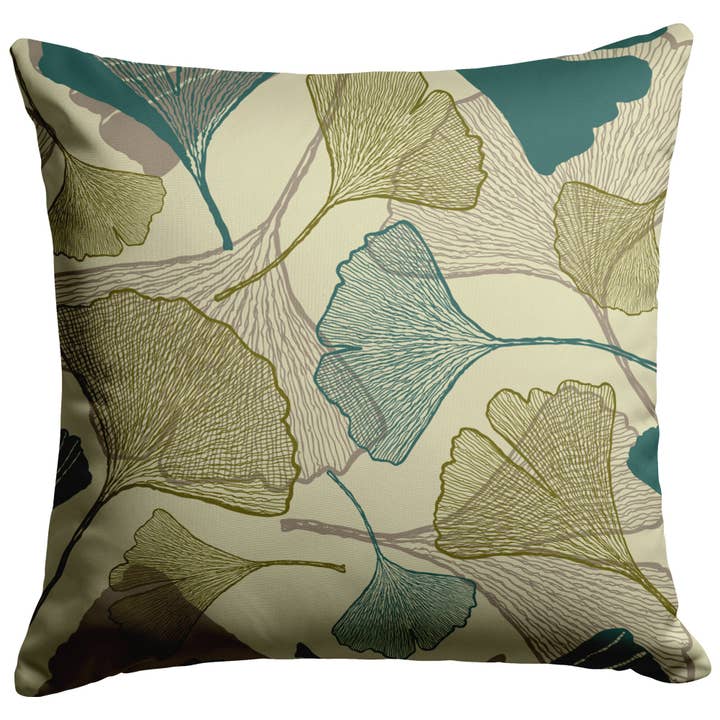 "Ginkgo Leaves" Square Throw Pillow | Summer Nature Foliage for wholesale by Bleak Boutique