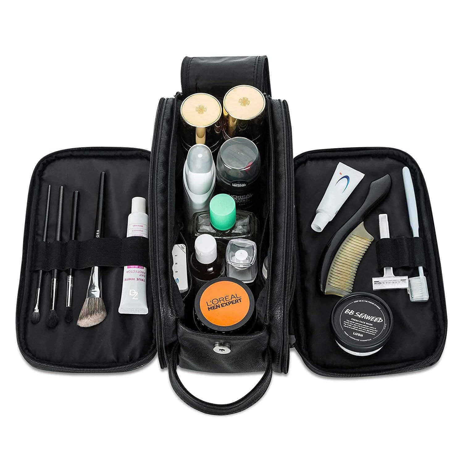 RockCow Leather Studio - Wholesale Toiletry Bag - Men's - Groomsmen Gift, Waterproof PU Leather Toiletry Bag, Vegan Leather Dopp Kit, Water-Resistant Bathroom Toiletries Organizer, Christmas Gift8