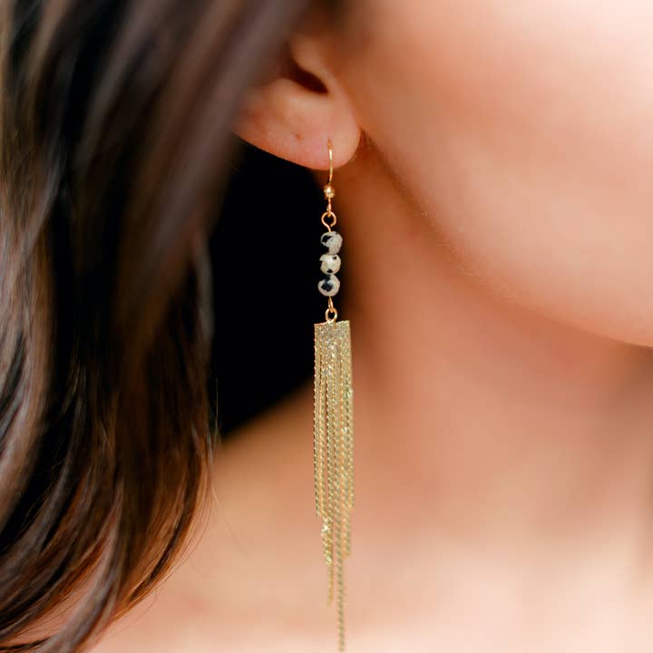 WonderLight Jewelry – wholesale Tofsörhängen – Ädelstenstofsörhängen - Dalmatisk jaspis/Inner Child8