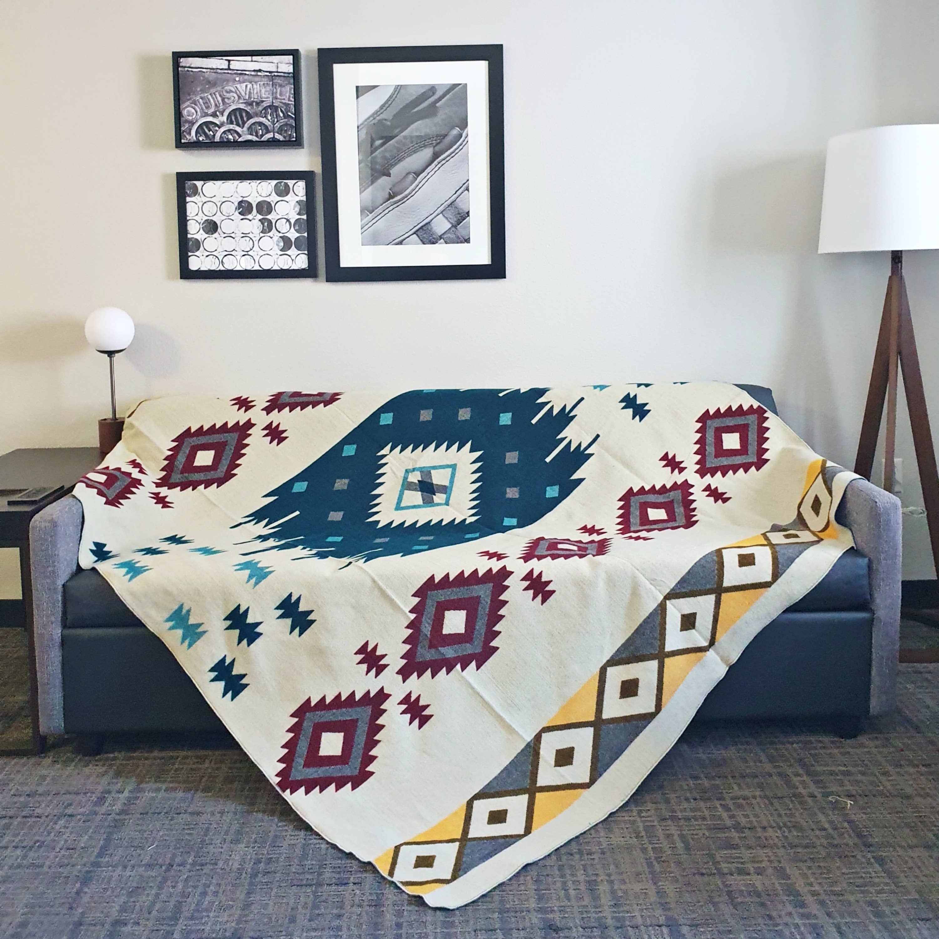 LATITUDE ZERO GOODS - Wholesale Throw Blanket - Cotacachi - Turquoise Native Blanket2