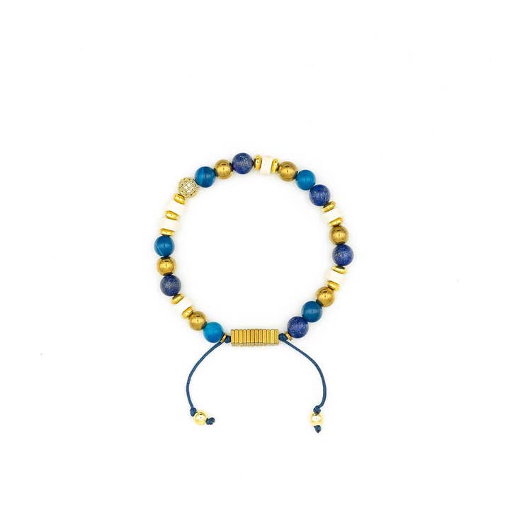 Sodalite Agate Turquoise and Hematite Bracelet for wholesale by Popvibe