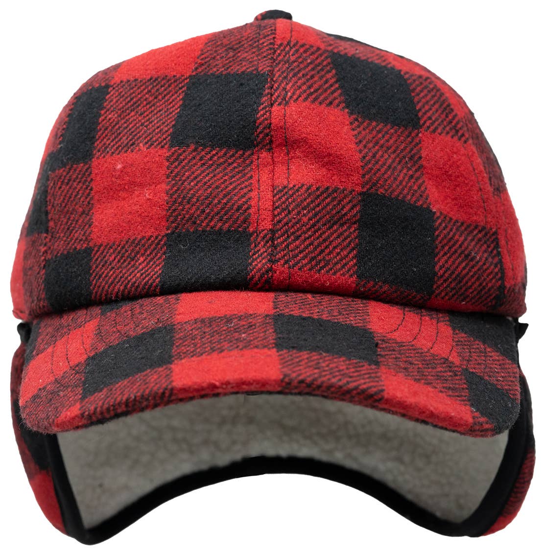 Funky Junque - Wholesale Trapper/Bomber Hat - Men's - Wool Earflap Trapper Hat - Buffalo Check - Red/Black3