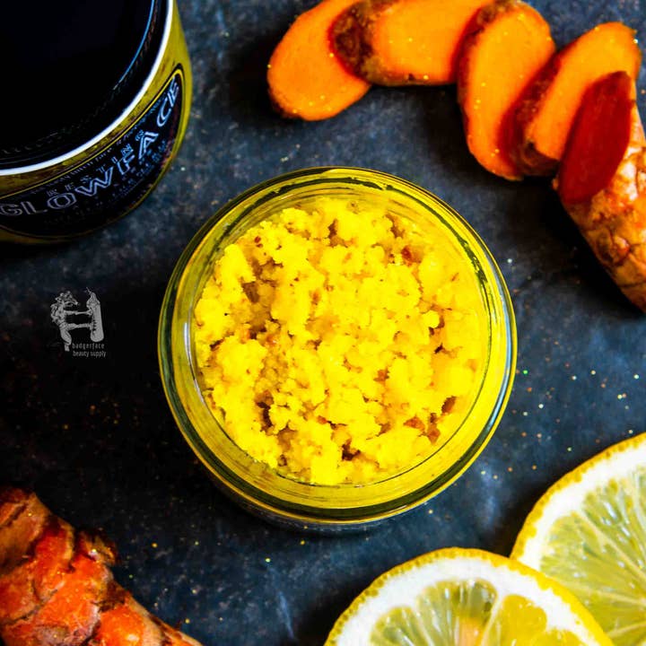 Badgerface Beauty Supply - Wholesale Facial Exfoliant/Scrub - Brightening Turmeric Face Scrub for Acne and Sensitive Skin