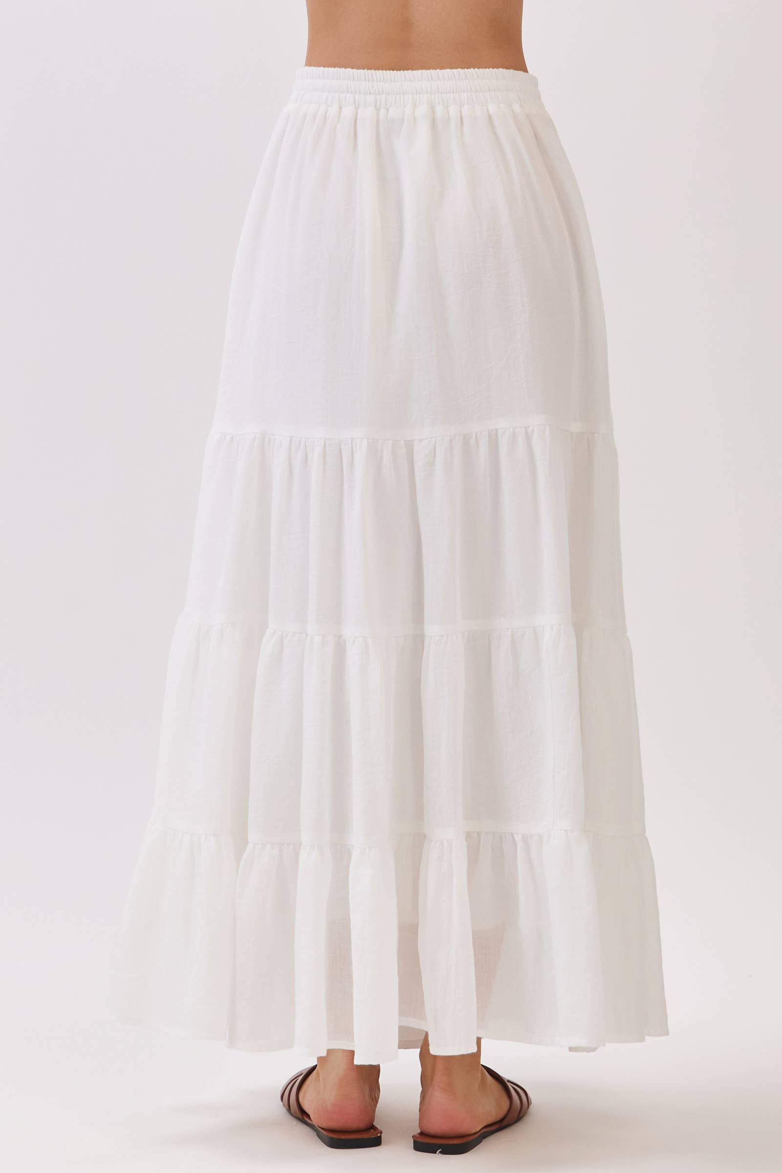 Final Touch - Wholesale Skirt - Women's - Tiered Coconut Tie Detail Maxi Skirt - VS30095