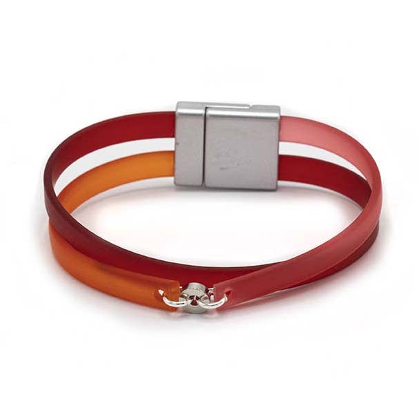 Zero waste bracelet, Bits & Sripes, red mix for wholesale by FATES, style with a story