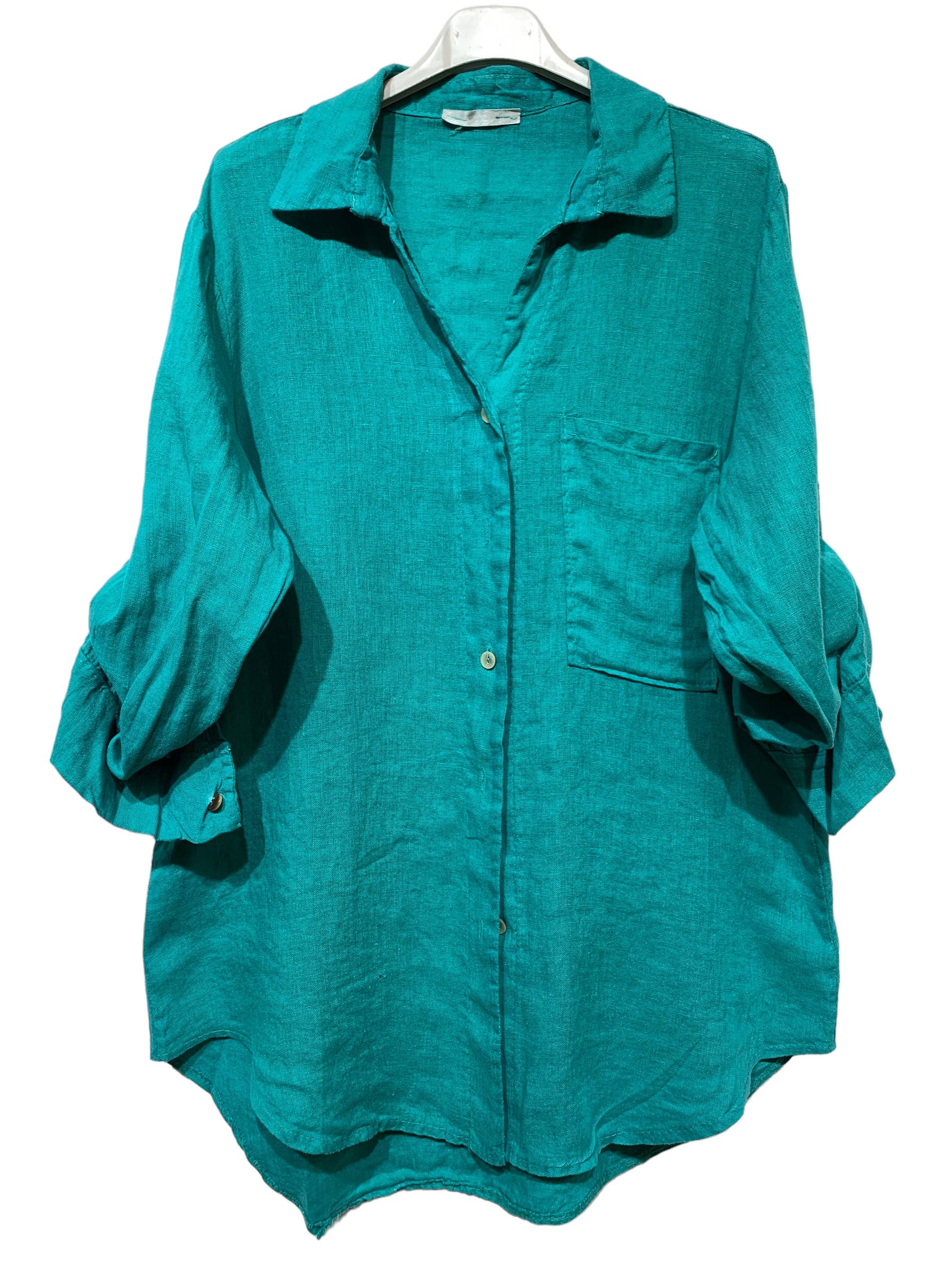 LINEN & COTTON HOUSE - Wholesale Button Down Shirt - Women's - LINEN SHIRT WITH SQUARE POCKET, SPRING SUMMER 7400141
