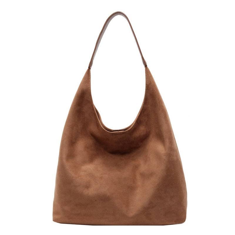 FurDecoration – Bolsa de ombro – Mulher por atacado – Mala de Ombro Grande em Camurça de Cor Sólida0