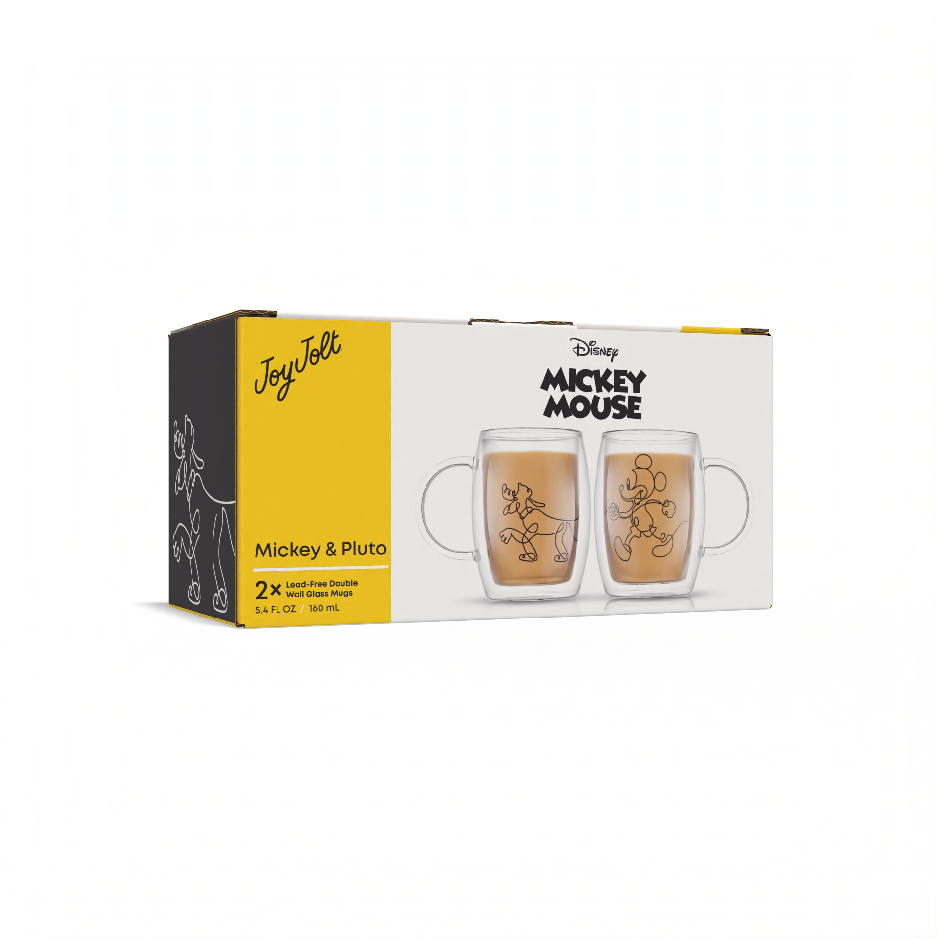 JoyJolt - Vente Tasse à café - Verres à expresso Disney Mickey et Pluto 5,4 oz - Set de 27