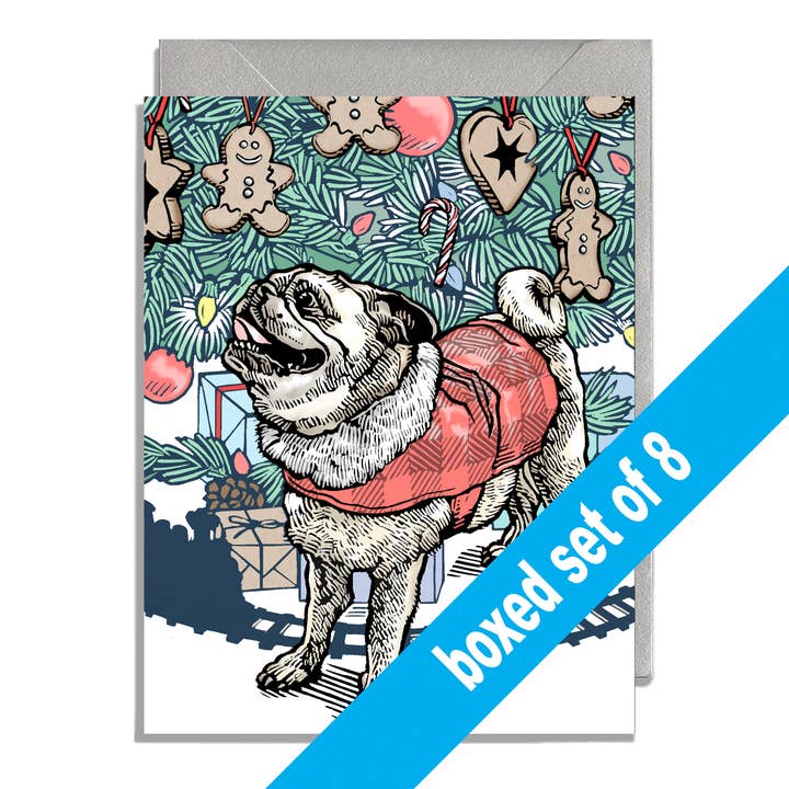 Holiday Boxed Set, Pug and Cookies for wholesale by Daniel Joseph Durkin Illustrations