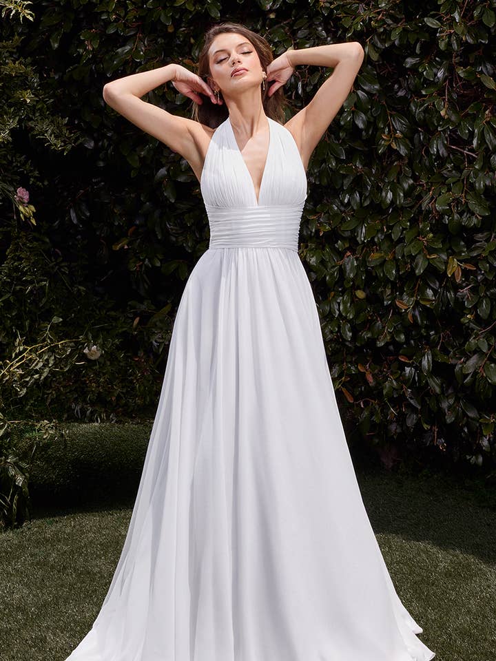 SATIN HALTER NECKLINE A-LINE BRIDAL DRESS
for wholesale by Ladivine by Cinderella Divine