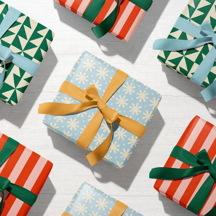 Bird & Co Studio - Wholesale Flat Wrap - Candy Stripe | Modern-Retro Recycled Gift Wrap Paper