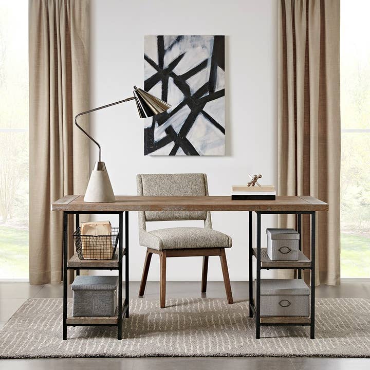 Reclaimed Wood Writing Task Desk with Metal Frame * for wholesale by Olliix