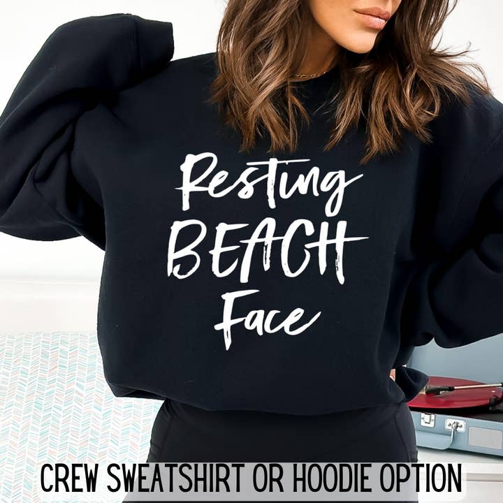 Hvilende strand ansigt sommer grafisk sweatshirt eller hættetrøje for engroshandel hos FAMS design