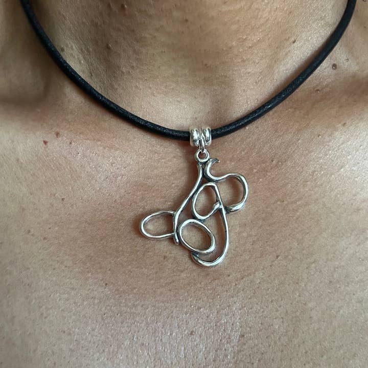 dogs- Sterling Silver with Leather Necklace for wholesale by Stylized Heritage - Word Art Jewelry