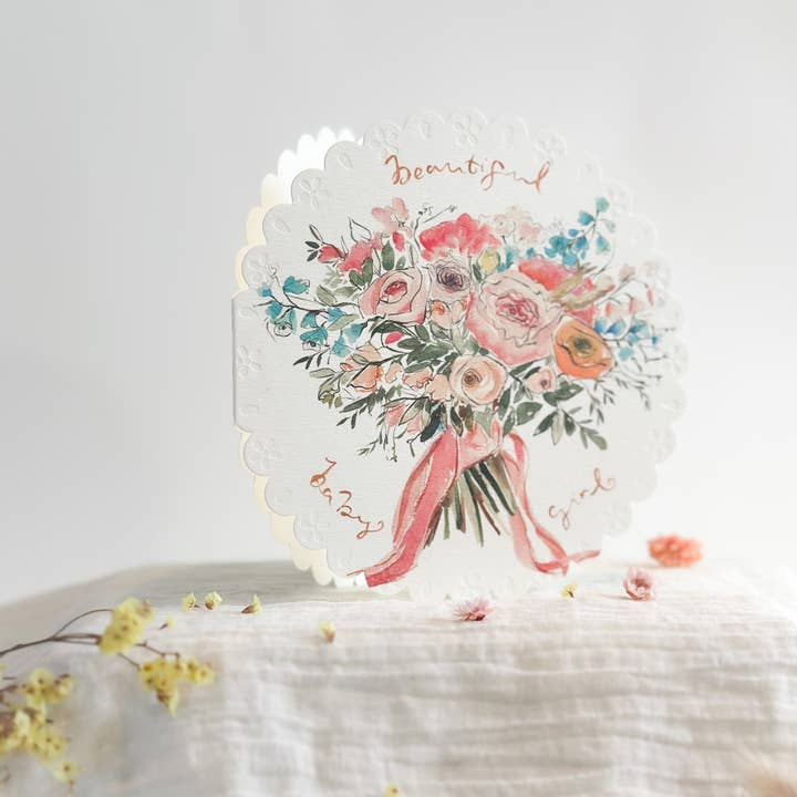 Sophie Amelia Creates – Engroshandel Babykort – Smuk baby pige - cirkulært præget kort1