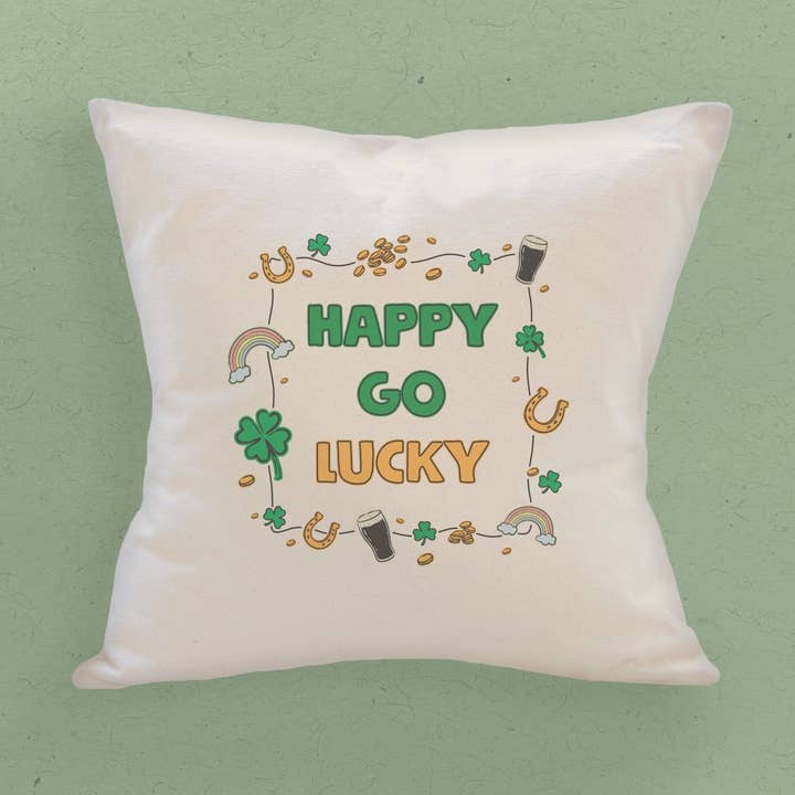 Happy Go Lucky - Square Canvas Pillow for wholesale by Boheme Bliss
