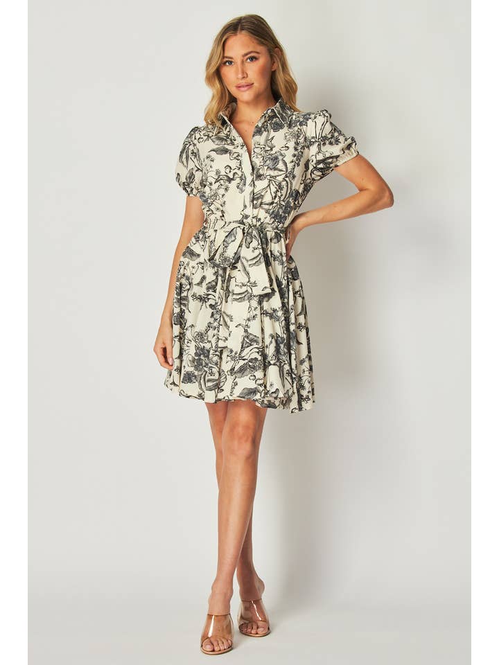 Peace Love Line - Wholesale Dress - Women's - PL4608 - FLORAL PRINTED BUTTON DOWN SHIRT DRESS