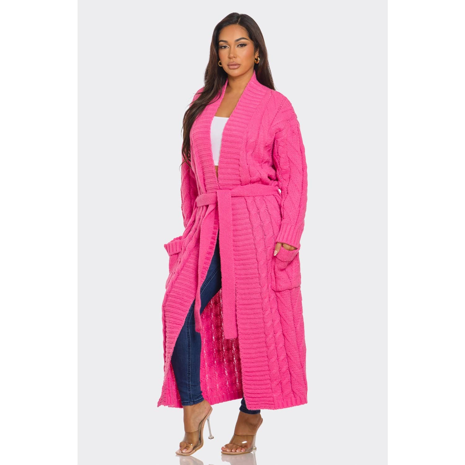 HiteJeans - Vendita all'ingrosso Cardigan - Donna - MAXI CARDIGAN IN MAGLIA CON CINTURA6