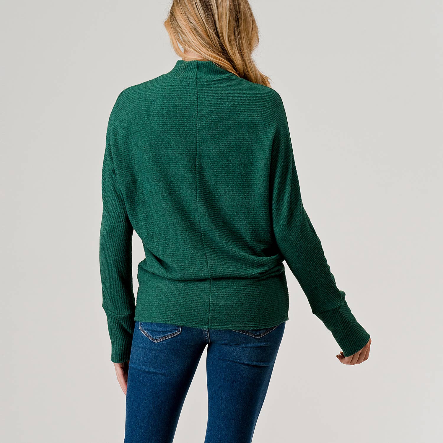 Heimious - Wholesale Knit Top - Women's - Mock Neck Long Dolman Sleeve Ribbed Knit Top, T26147