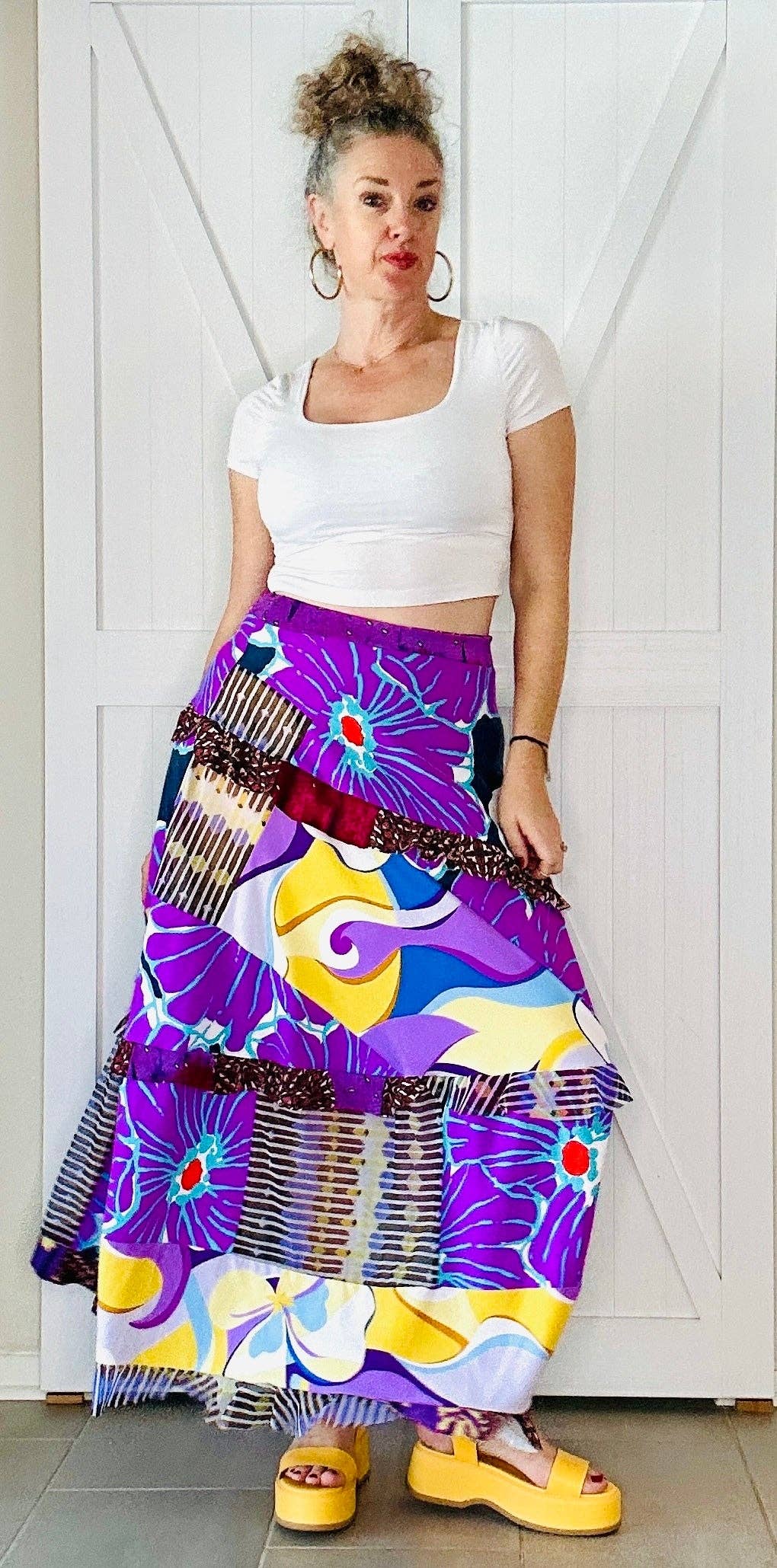 Aerial Clothing sRQ - Wholesale Skirt - Women's - Purple Pop Flounced Maxi Skirt1