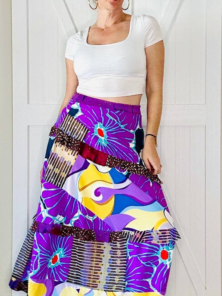 Aerial Clothing sRQ - Wholesale Skirt - Women's - Purple Pop Flounced Maxi Skirt1