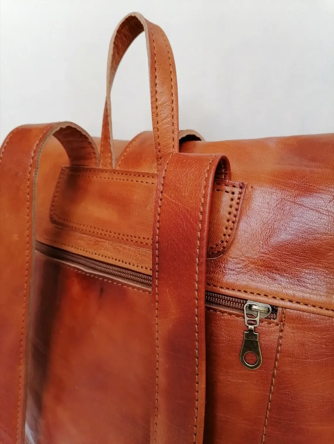 HandmadeBestSeller – Engroshandel Rygsæk - Dame – Elegant læderrygsæk i brun7