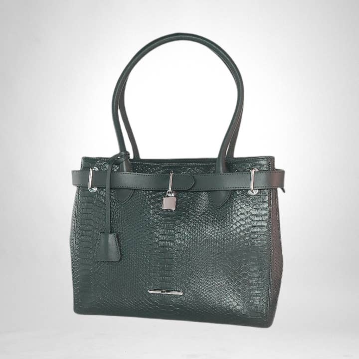 WMC Krokodil präglat läder Shoppingväskor - Träkol för wholesale av Smiffette