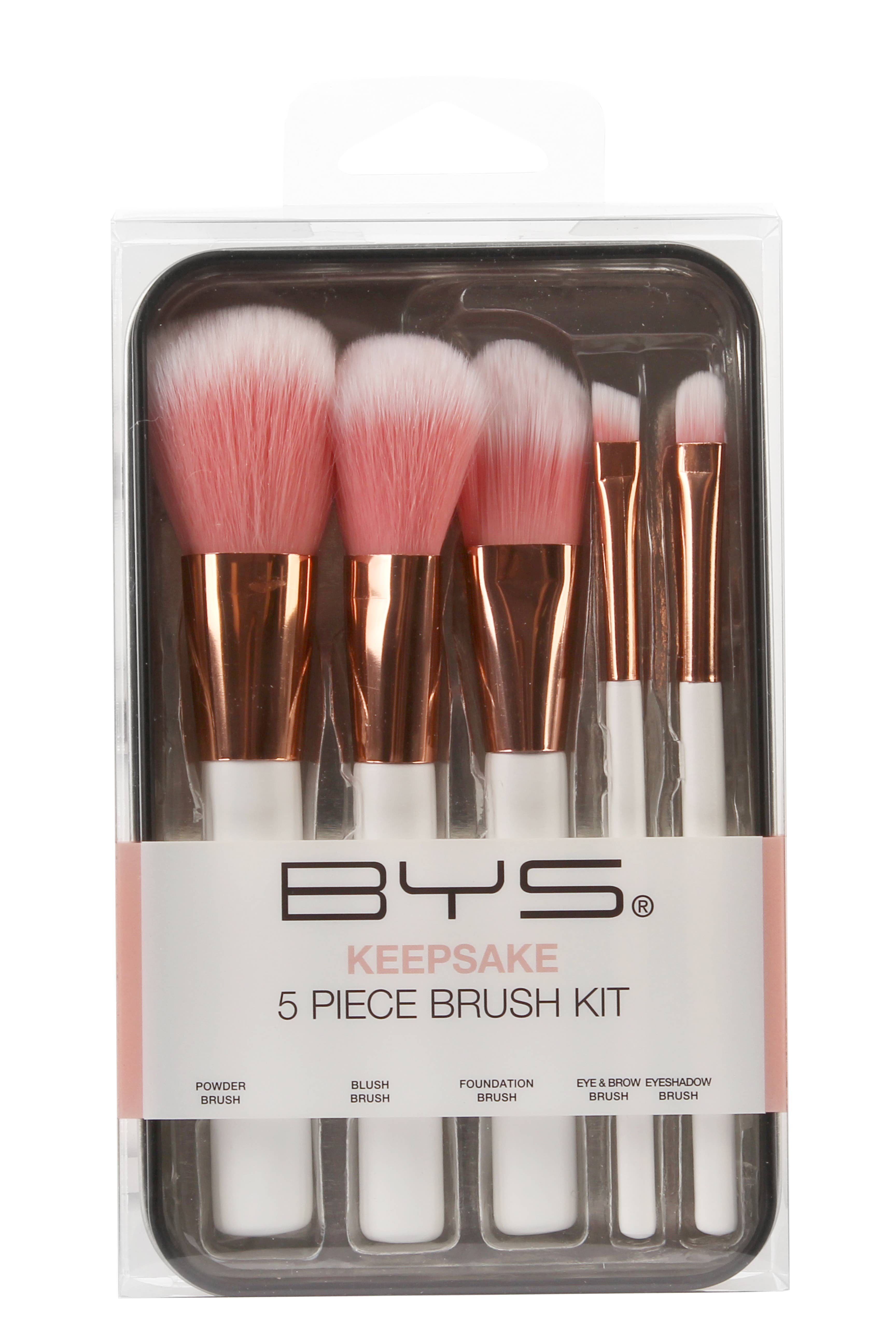 Beauty Pro - Wholesale Makeup Brush Set - BYS Makeup Brushes in Keepsake White with Rose Gold 5pc