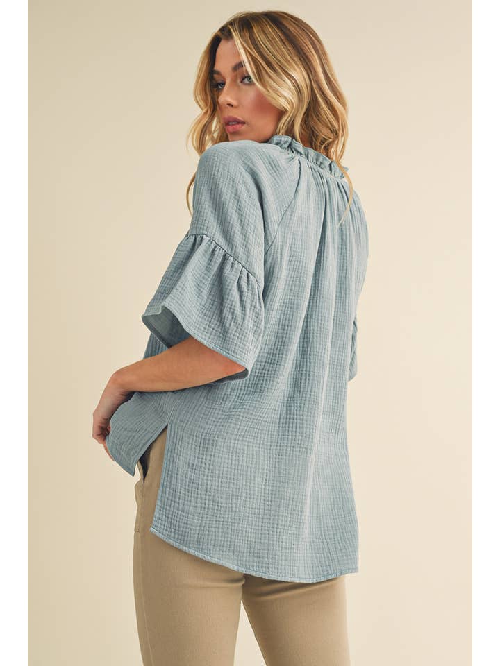 AEMI + CO - Wholesale Blouse - Women's - 8258DK Tes 3/4 Sleeve Ruffle Top17