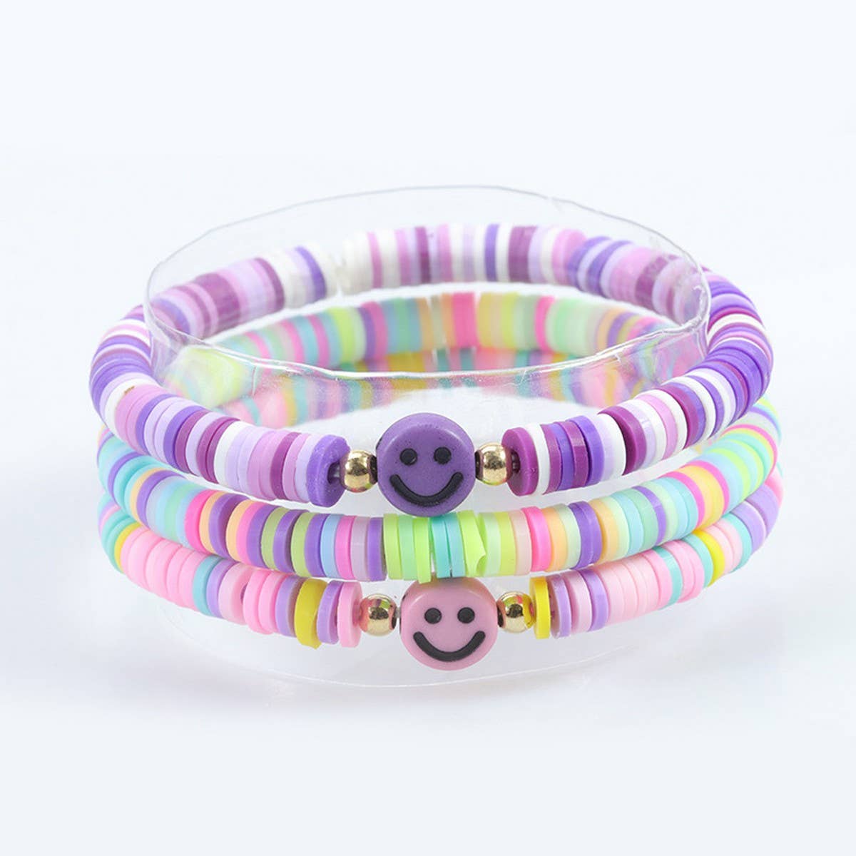 ACCITY - Wholesale Jewelry Set - 5PCS SMILING FACE LETTER BEAD BRACELET SET_CWMM05378