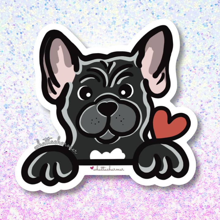French Bulldog (Frenchie) Dog Sticker, Black for wholesale by WhattaCharmer